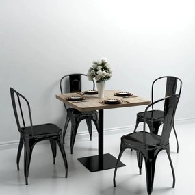 Bistro stolík, MDF a oceľ, štvorcový, 80x80x75 cm, dubová farba 245614