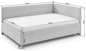 Modrá čalúnená rohová detská posteľ s úložným priestorom s roštom 140x200 cm Cool – Meise Möbel