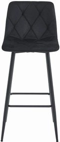 Čierna barová stolička NADO VELVET s čiernymi nohami
