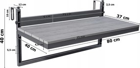 Závesný balkónový stolík na zábradlie