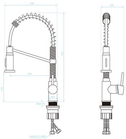 Kuchinox Loco, vysoká drezová batéria s flexibilným výtokom, chrómová, LAV-BQC_06SD