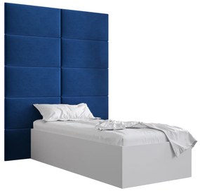 Jednolôžková posteľ s čalúneným čelom 90 cm Brittany 1 (biela matná + modrá) (s roštom). Vlastná spoľahlivá doprava až k Vám domov. 1045861