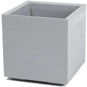 PLASTOVÝ KVETINÁČ NA KOLIESKACH BETONIQUE ECO 40X40 CM DREVENÝ DEKOR SIVÁ