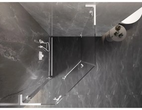 Mexen Lunar, L päťuholníkový sprchový kút naklápací doľava 80 x 90 cm, 8mm číre sklo, biely profil, 831L-080L-090P-20-00-L