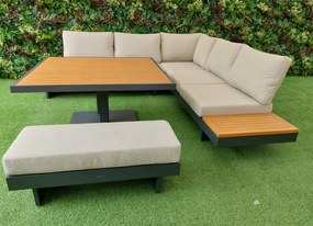Záhradný nábytok SAN MARCO s lavičkou a béžovými poduškami