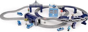 LEAN Toys Súprava mestský policajný vlak modrý 203 km/h