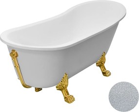Besco Akrylátová voľne stojaca vaňa Olaya Glam S 160x68 s prepadom BESCO-Typ výpuste: Click-Clack s prepadom, chróm, BESCO-Nôžky: Biela
