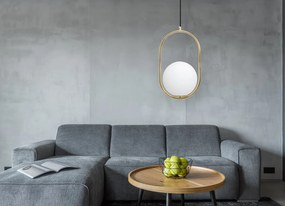 Toolight - Sklenená závesná lampa E27 60W APP473-1CP, biela-zlatá, OSW-00605