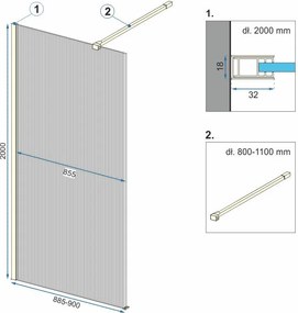 Rea Aero Intimo, sprchová zástena 90x200 cm, 8mm číre sklo, čierny profil, REA-K4123