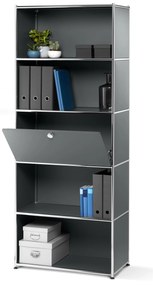 Vysoký kovový regál »CN3« s výklopnou priehradkou, sivý