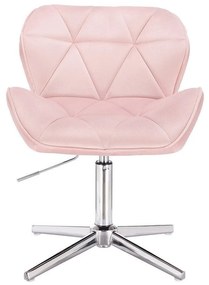 LuxuryForm DESIGN Stolička MILANO VELUR na striebornom  kríži - svetlo ružová