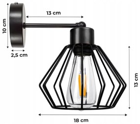 BERGE Nástenná lampa - kinkiet - E27 - BRYLANT - čierna