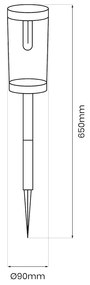 Exteriérové solárne zapichovacie svietidlo Path, 1x transparentné/čierne plastové tienidlo, sada 2ks