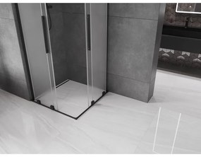 Mexen Velar L Duo, sprchový kút s posuvnými dverami 80 x 80 cm, 8mm sklo námraza, čierna matná, 871-080-080-02-33-70