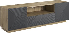 RTV skrinka s zásuvkou Asha 167 cm - dub artisan / matný riviera kameň