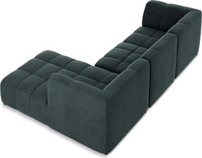 Modrá zamatová rohová pohovka (pravý roh/s leňoškou) Aloha – Makamii