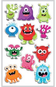 3D Samolepky Monsters, 8 x 14 cm