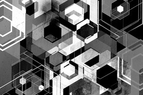 Samolepiaca tapeta geometria v čiernobielom prevedení - 150x270