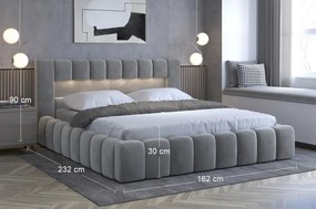 Čalúnená manželská posteľ s roštom Lamia KUP 140 - sivá