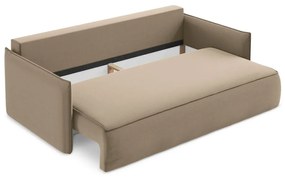 Svetlohnedá zamatová rozkladacia/s úložným priestorom pohovka 225 cm Hula – Makamii