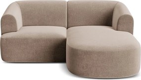 Svetlohnedá zamatová rohová pohovka (pravý roh/s leňoškou) Campi – Cosmopolitan Design