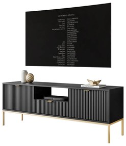 TV stolík CORA čierna matná + zlatá podnož
