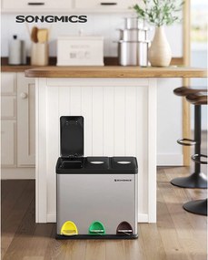 Selektívny odpadkový kôš 24 l, nehrdzavejúca oceľ, strieborný