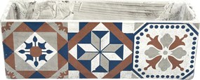 BETÓNOVÝ KVETINÁČ AZULEJOS 13X39,5X13,5 CM VIACFAREBNÁ