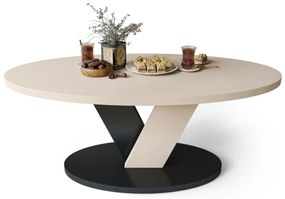 LOVA Béžový/Čierny - OVÁLNY KONFERENČNÝ STOLÍK 110 × 60 cm MODERNÝ KÁVOVÝ STOLÍK