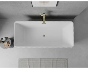 Mexen Nila, voľne stojaca ryhovaná vaňa 170 x 75 cm, biela-čierna, zlatý lesklý prepad, 52841708075-50