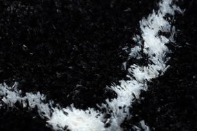Koberec FLUFFY kruh shaggy kratka, trellis - antracit / biely