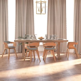 Jedálenské stoličky 6 ks, sivohnedé, ohýbané drevo a umelá koža 3092394