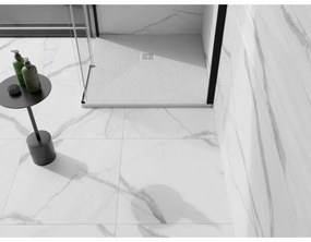 Mexen Stone+, štvorcová vanička z minerálneho kompozitu 70 x 70 cm, biela, biela krytka, 44107070-W