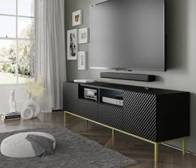 TV skrinka/stolík CCK 4D 200 Rowanna (biela lesklá + zlatá). Akcia -20%. Vlastná spoľahlivá doprava až k Vám domov. 1125061
