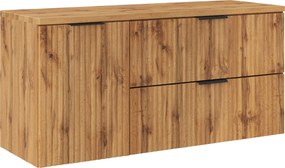 Comad Kúpeľňová skrinka pod doskové umývadlo s košom na bielizeň set Adel Oak 120 dub wotan