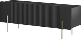 TV stolík Malmi 150 cm - čierny mat / zlatá