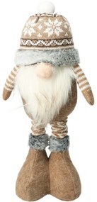 Stojaci vianočný škriatok Damin, teleskopické nohy, 48 cm, sivá