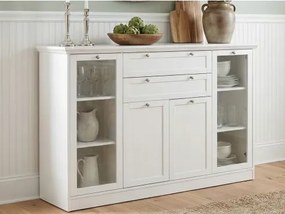Vysoká komoda s presklením Landwood, biela%