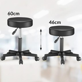 Casaria Taburetka na kolieskach BONY, Ø35cm, čierna