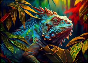 Sklenený obraz - Farebný leguán (70x50 cm)