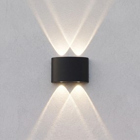 Toolight Toolight, JNH039-4G, vonkajšie LED nástenné svietidlo hore/dole, 4 LED, 12 W, 4000 K, IP44, čierna matná, OSW-56230