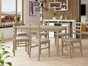 Rozkladací jedálenský stôl so 6 stoličkami AL02, Morenie: sonoma - L, Poťahové látky: Zetta 300