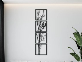 drevko 4-dielny obraz Štebotajúce vtáky Rozmer obrazu: 44,5 x 11 cm, Farba dekorácie: Čierna