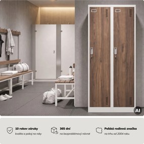 Zamestnanecká skrinka štvorkomorová biela/orech, 800x1800x500 mm: KACPER Eco Design