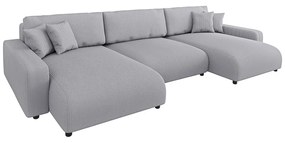 Svetlosivá menčestrová rozkladacia/s úložným priestorom rohová pohovka Sara – Ropez