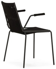 Čierne kovové jedálenské stoličky v súprave s podrúčkami/stohovateľné 2 ks Emily – Marckeric