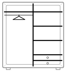 Šatníková skriňa Got 70425 2D (biela + vysoký lesk biely). Vlastná spoľahlivá doprava až k Vám domov. 794118
