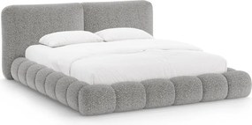 Sivá čalúnená dvojlôžková posteľ s úložným priestorom s roštom 160x200 cm Solange – Micadoni