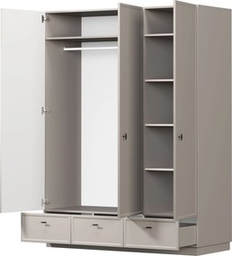 Šatníková skriňa Lorini 150 cm - kašmírová / čierne úchytky T