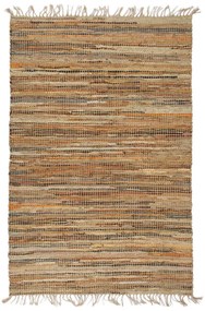 Ručne tkaný chindi koberec bledohnedý 190x280 cm kožený a jutový